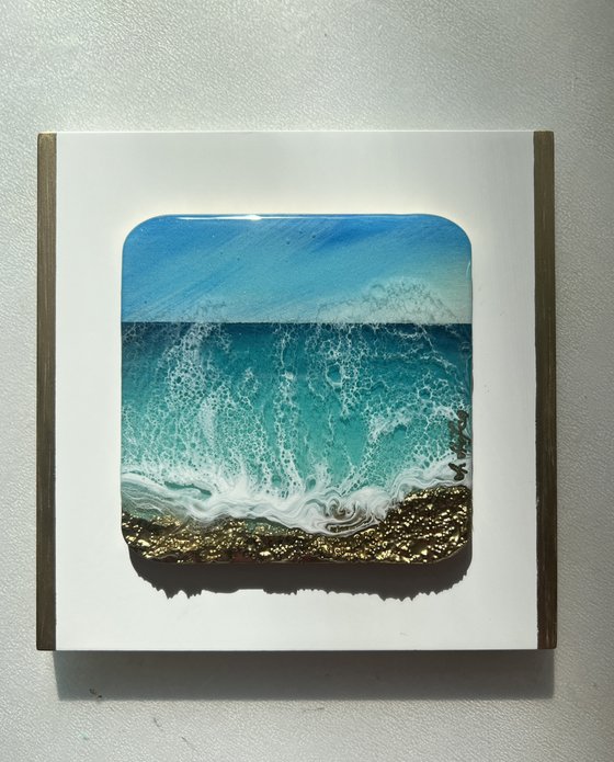 "Little wave" #8 - Miniature square painting