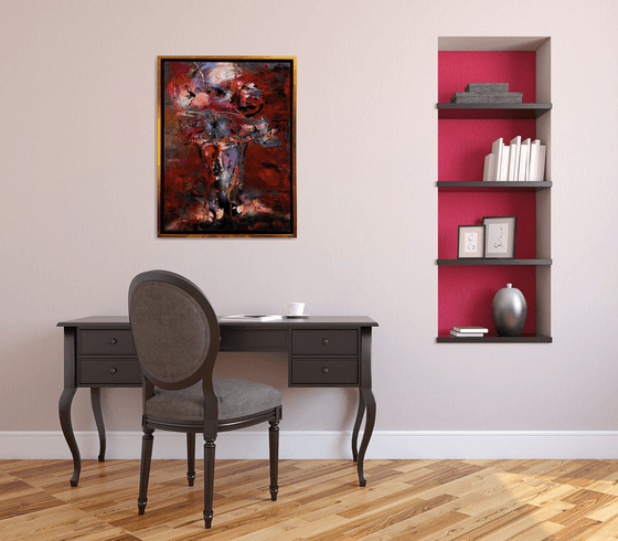 Framed beautiful fascinating red colors still life about time passing master O Kloska