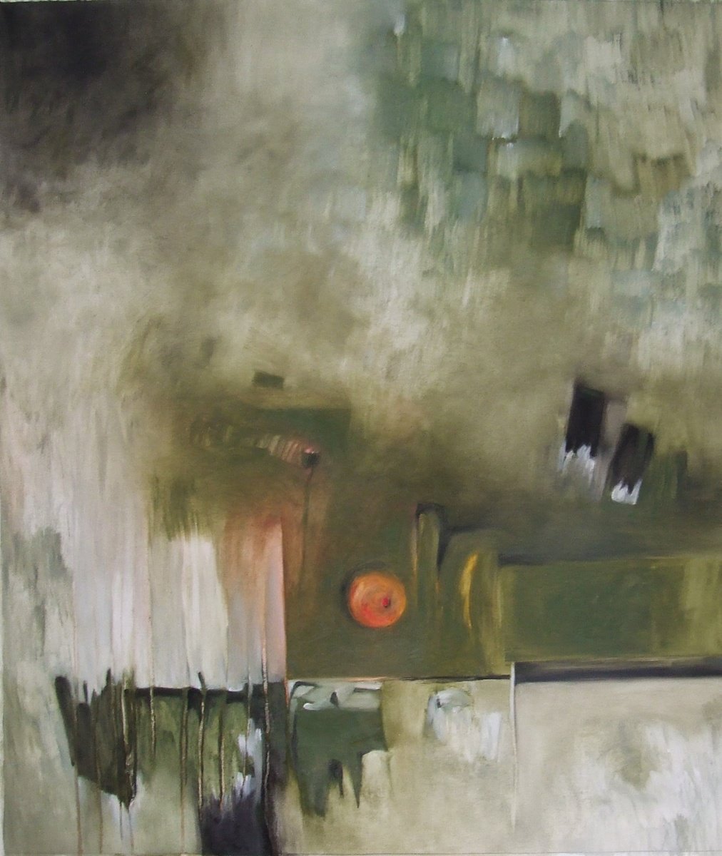 Abstract Oil Painting By Csaba Csendes, 38 X 44, Away, Yet Close, Original Artwork