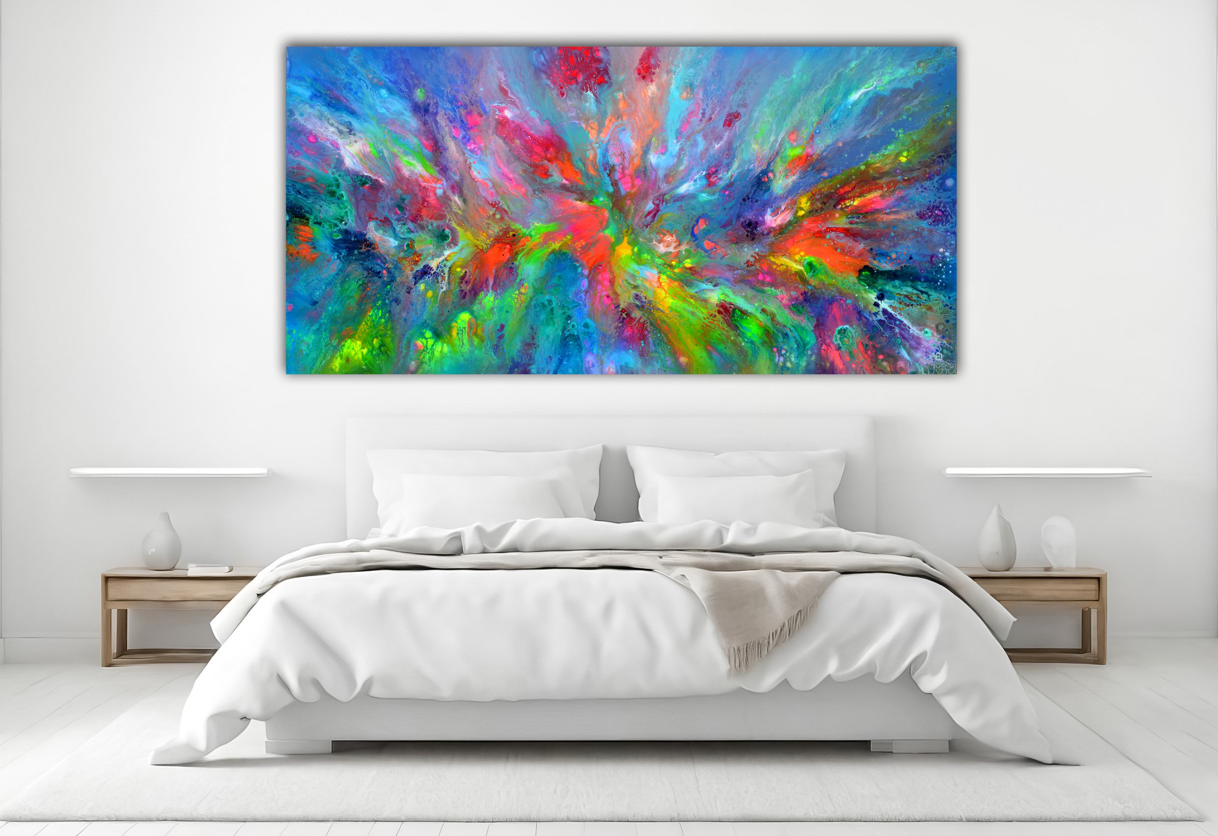 Abstract Acrylic Painting By Soos Tiberiu, 63 X 31", Flowing Energy 13, Original Artwork