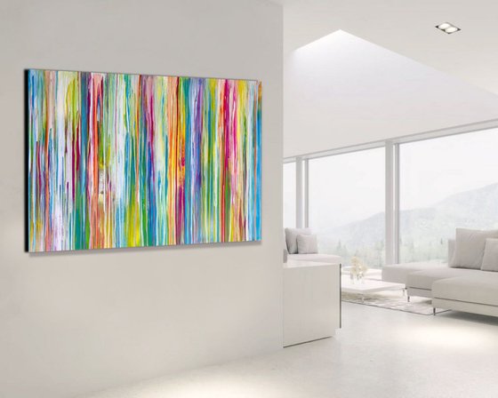 City Lights - XL LARGE,  STRIPED, MODERN, ABSTRACT ART – EXPRESSIONS OF ENERGY AND LIGHT. READY TO HANG!