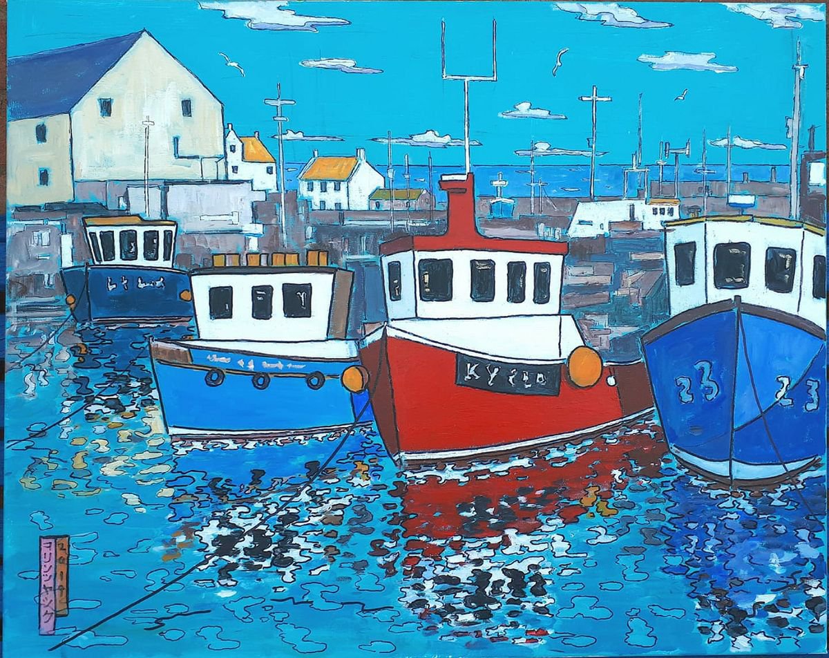 boats in pittenweem harbour by Colin Ross Jack
