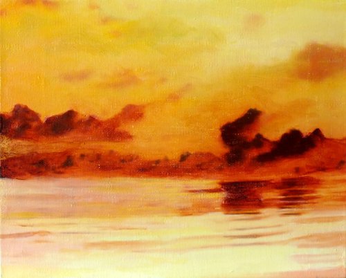 MICHAEL B. SKY "SUNSET SEASCAPE", 2019, ORIGINAL OIL PAINTINGS, STRETCHED CANVAS, UNIQUE ITEM, GIFT by Michael B. Sky