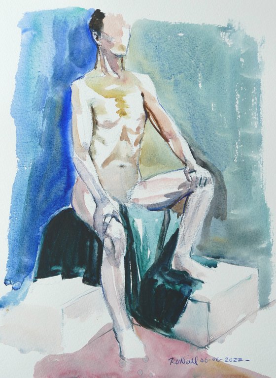 Seated male nude