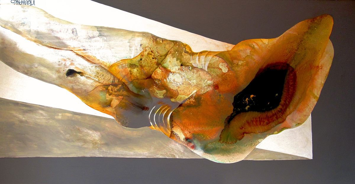 Expressive Portrait Acrylic Painting By Victor Tkachenko, 48 X 24", Sebastian, Original Artwork