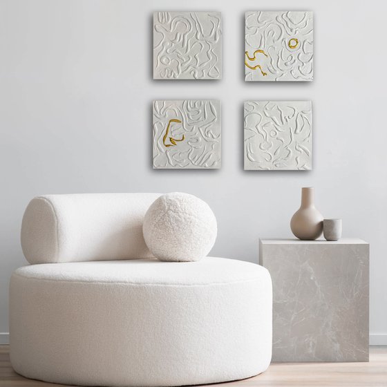 Abstract relief white panel