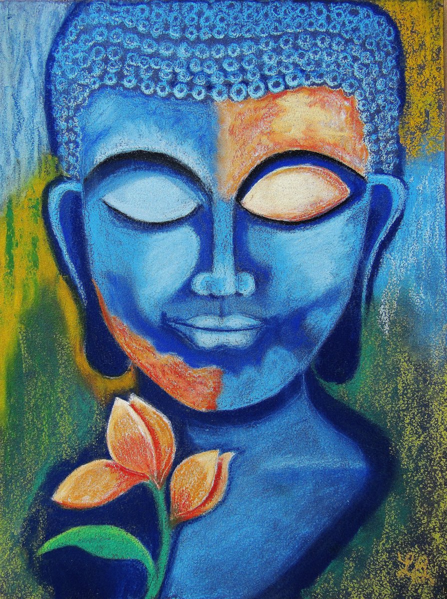 Buddha with Flower by Linda Burnett