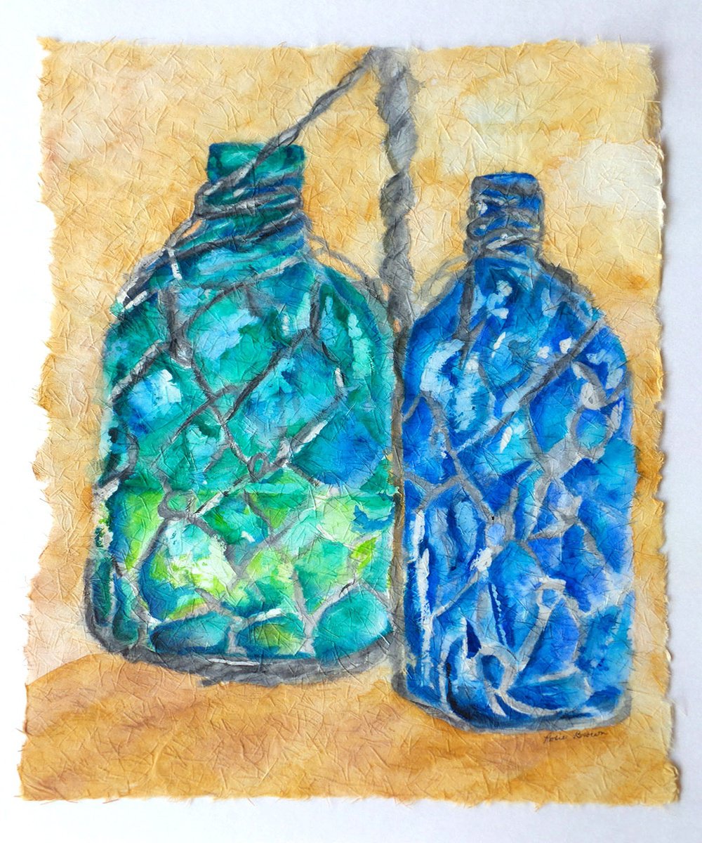 Photorealistic Still Life Watercolour By Rosie Brown, 16 X 20", Agua Fria Batik, Original Artwork