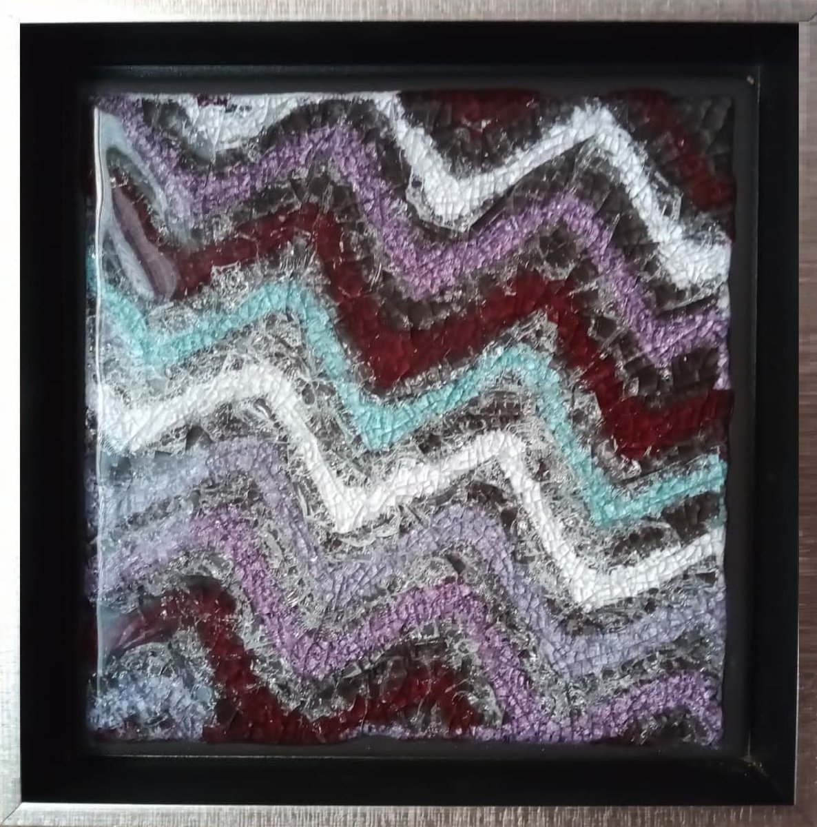 Geometric Abstract Relief By Rossitza Trendafilova, 9 X 9", "Waves Iii", Original Artwork