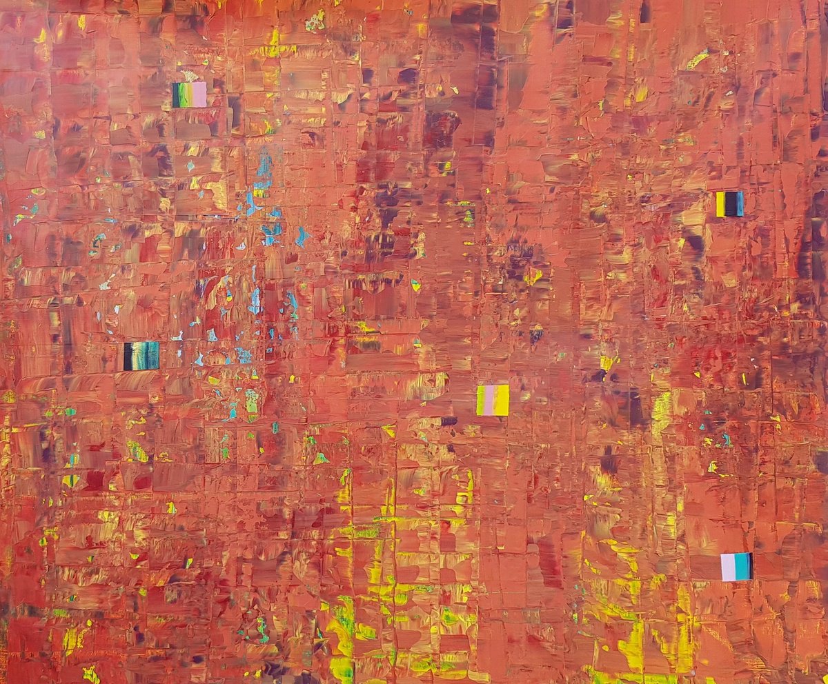 Abstract Acrylic Painting By Ivana Olbricht, 39 X 31, Tarracotta Wall, Original Artwork