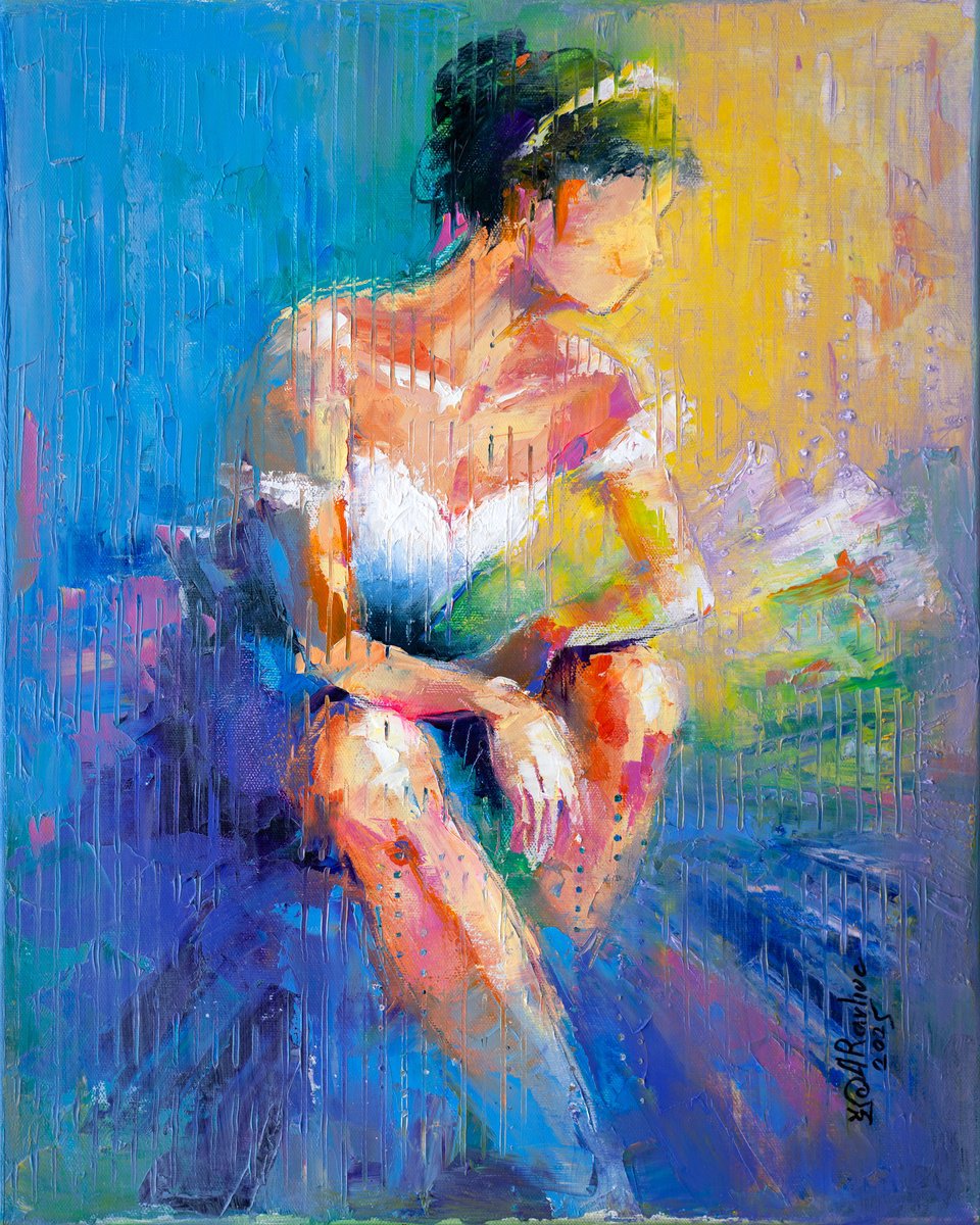 Impressionistic Portrait Oil Painting By Anna Ravliuc, 16 X 20, Between The Acts, Original Artwork