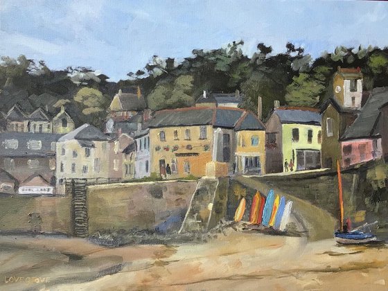 Mousehole harbour and town, an original oil painting.