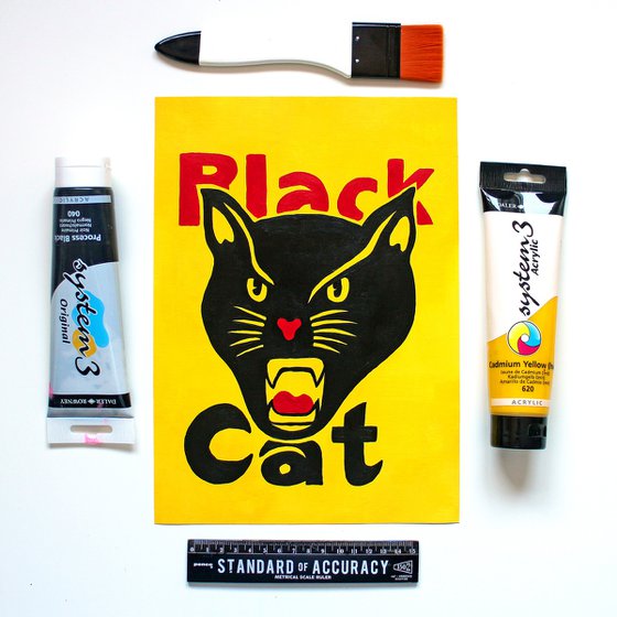 Black Cat Fireworks Painting