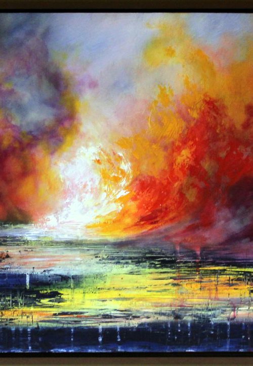 The Wrath  of Angels - large framed abstract painting by Cecilia Frigati