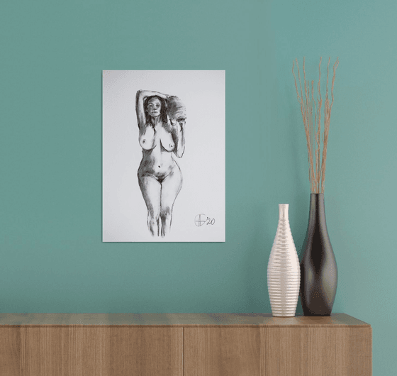 Nude in charcoal. 20. Black and white minimalistic female girl beauty body positive