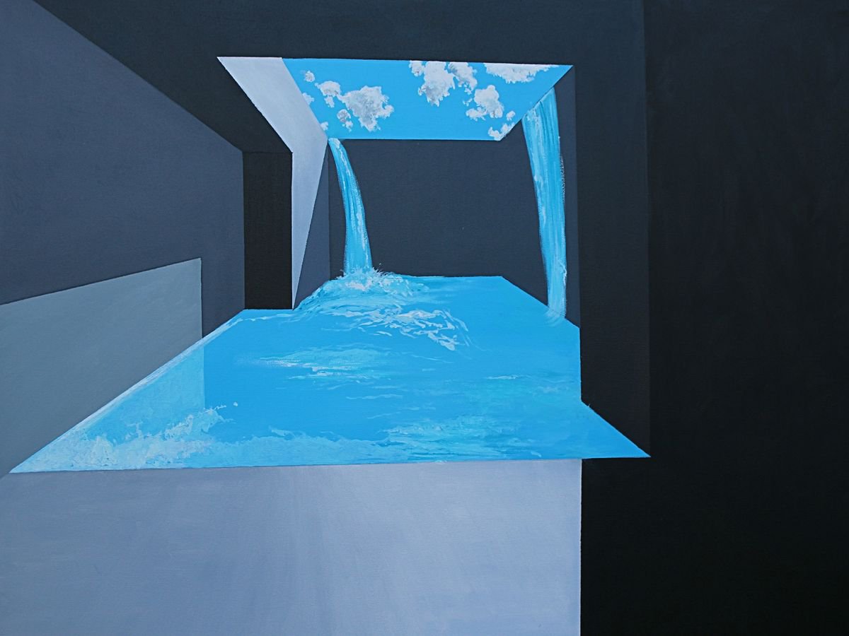 Photorealistic Landscape Oil Painting By Ken Vrana, 40 X 30", Where Sky From, Original Artwork