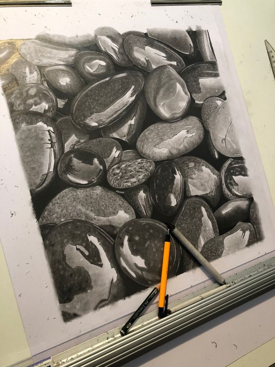Wet Pebbles #3 (Pencil Drawing)