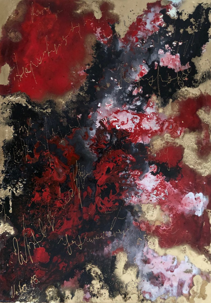 Abstract Acrylic Painting By Nelaart, 20 X 28", Golden Point, Original Artwork