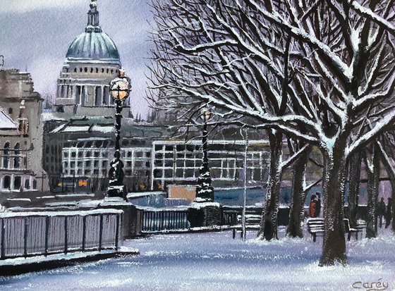 London’s Southbank in the snow.