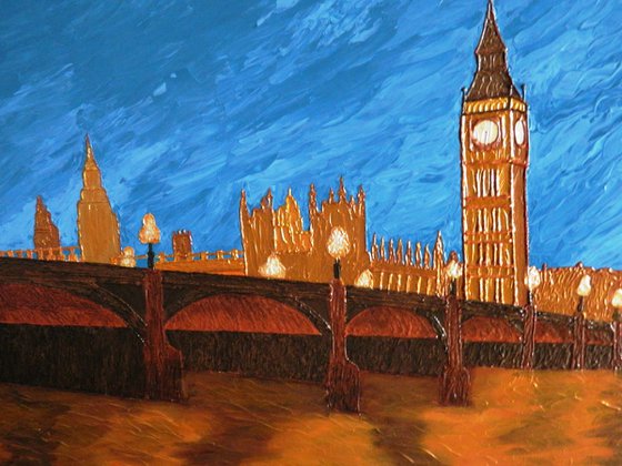 Big Ben at 10:30 PM - London cityscape painting