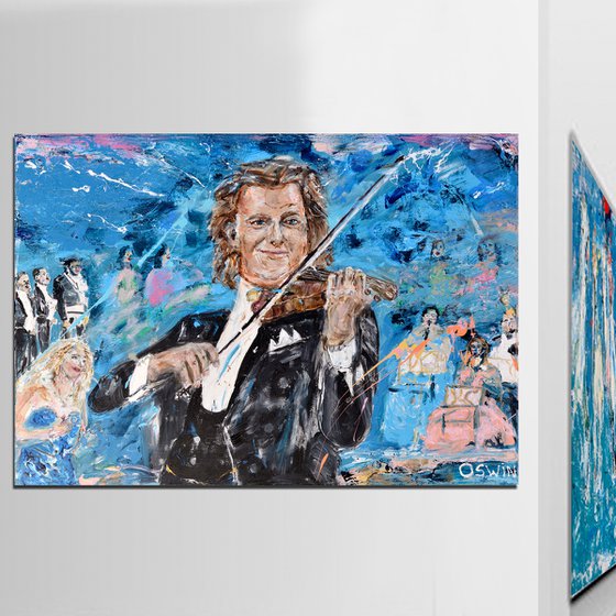 André Rieu portrait : ANDRÉ RIEU - Dutch violinist and conductor 70 x 100 cm.| 27.56"x39.37" by Oswin Gesselli