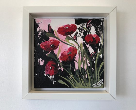 Red Poppies with Green Leaves