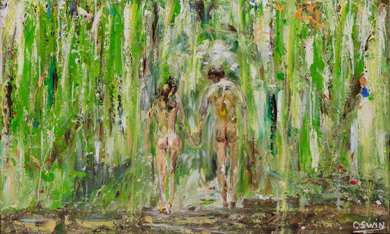 Nude/nature: TOGETHER 60 x 100 cm.| 24"x 39,4" couple in nature by Oswin Gesselli