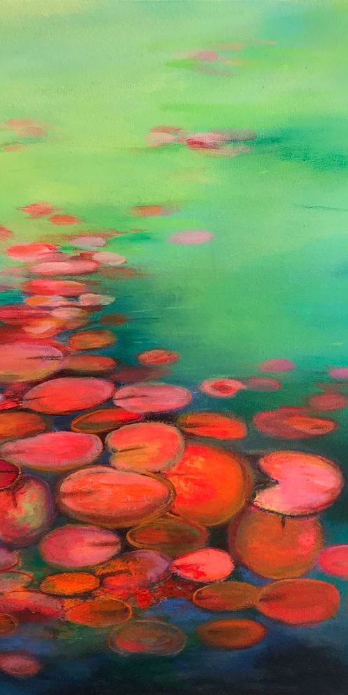 Abstract water lilies pond - 1 !! by Amita Dand