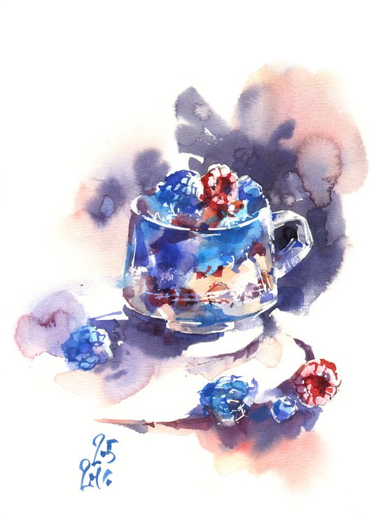 "Summer dessert" watercolor food illustration