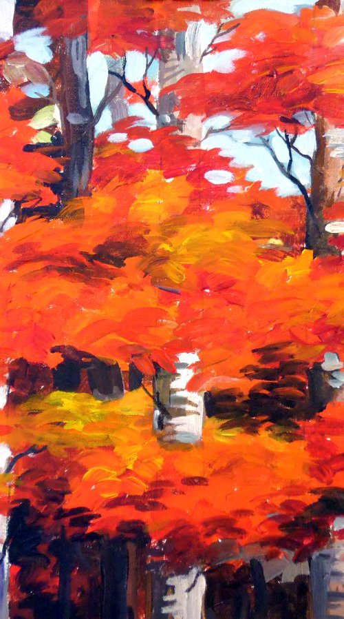 Beauty of Autumn Forest-Acrylic on Canvas painting by Samiran Sarkar