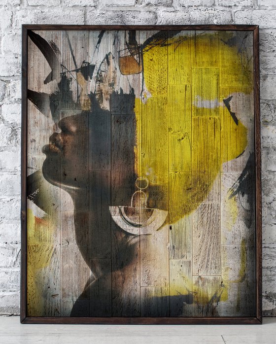 Wood  vintage painting - Art Color Face Vol. 1 - Yellow night