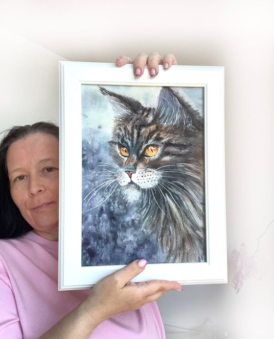 Standing Guard. Original Cat painting