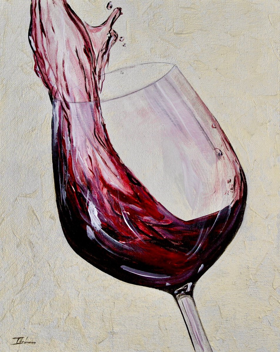 Impressionistic Still Life Acrylic Painting By Liza Illichmann, 9 X 12", Wine In Motion, Original Artwork