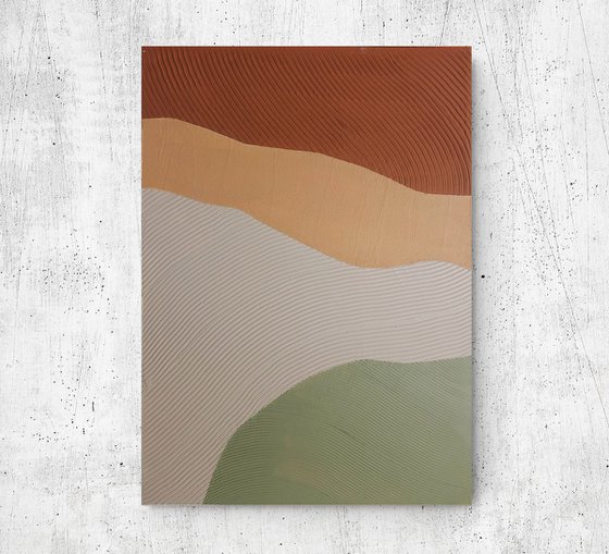 "Field" Green red orange abstract textured