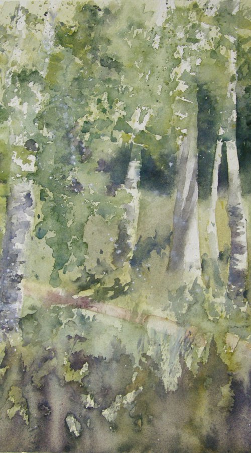 landscape with birch by Elena Gaivoronskaia