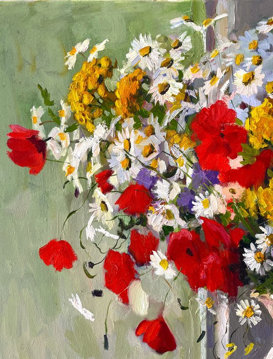 Still Life Painting with Wildflowers