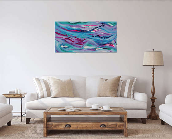 Vibrant blue, emotional skyscape, 120x60 cm