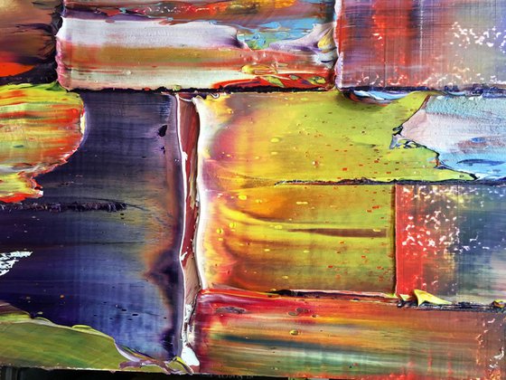 "Rotting Rainbow" -  Original PMS Oil Painting On Reclaimed Wood - 38 x 12 inches