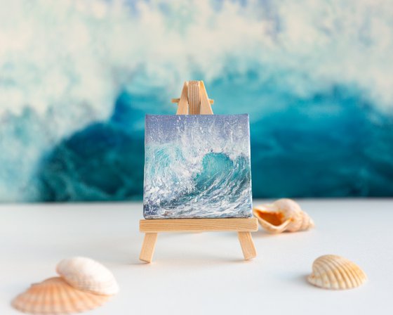 Miniature blue ocean waves