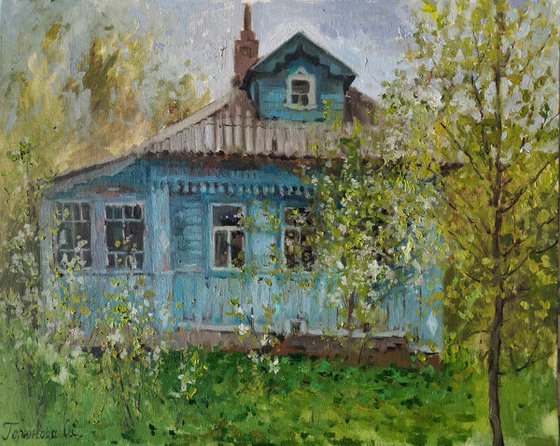 Blue rural house
