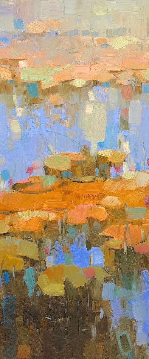 Waterlilies Garden, Original oil Painting, Impressionism, Handmade artwork, One of a Kind by Vahe Yeremyan