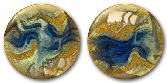 Mundos II/XL large circular diptych, set of 2