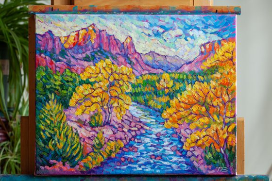 Canyon scenery impressionist oil painting