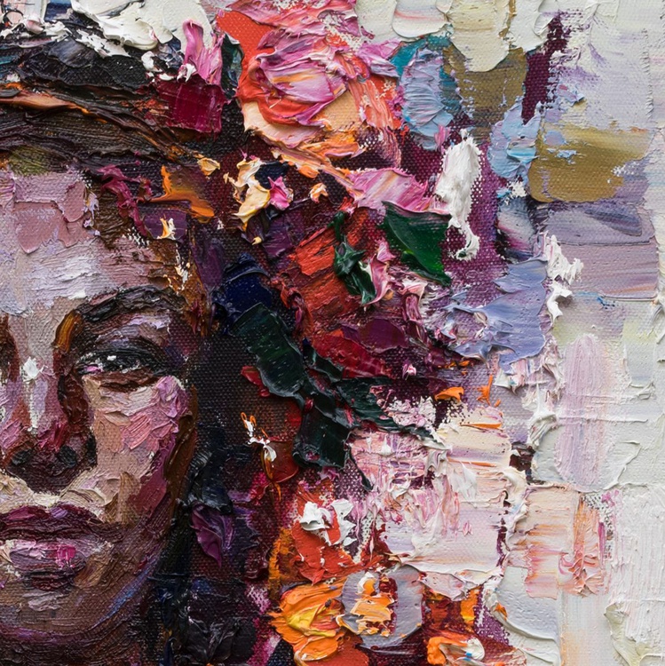 Woman Portrait Flowers In Her Hair Original Oi Artfinder