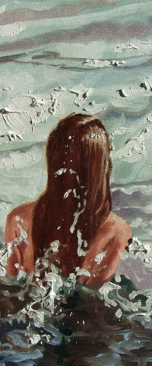 " WAVES OF CHANGES " liGHt ORIGINAL OIL PAINTING, GIFT, PALETTE KNIFE (2022) by Monika Luniak