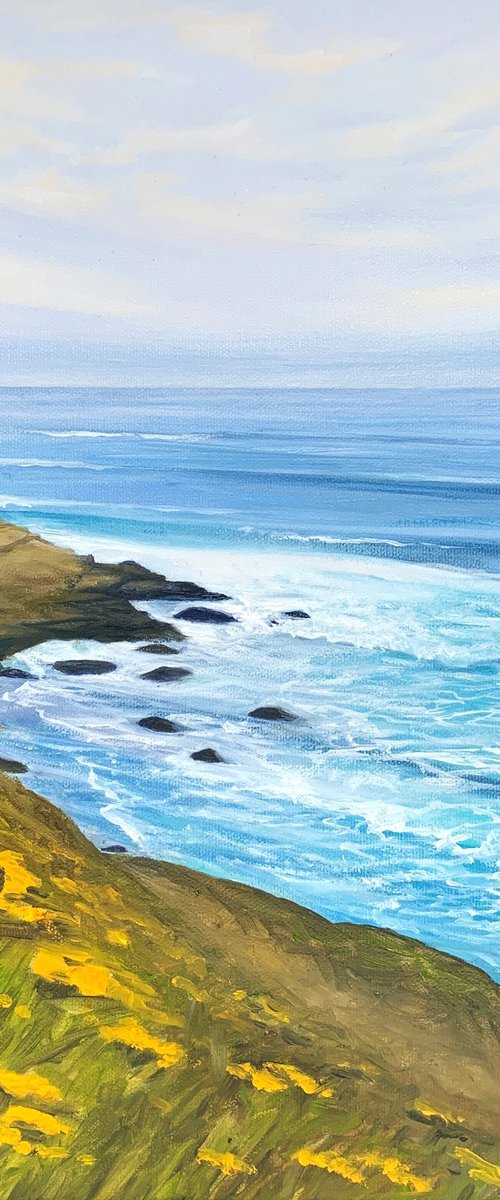 Praia das Maçãs - 40x40 cm, oil painting by Tetiana Koda