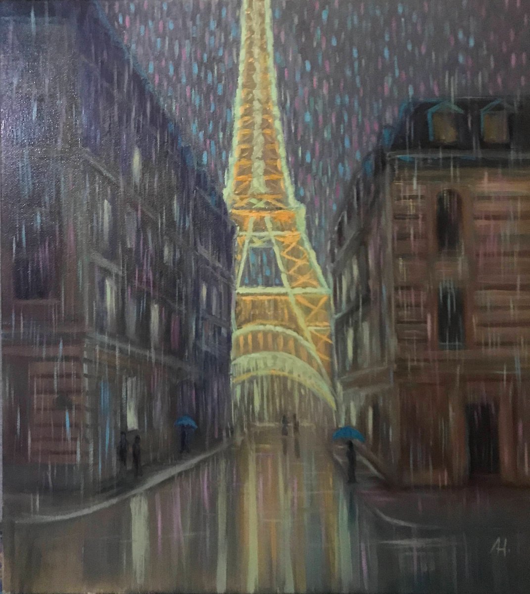 Rain and glow in Paris by Nataliya Zagaruk