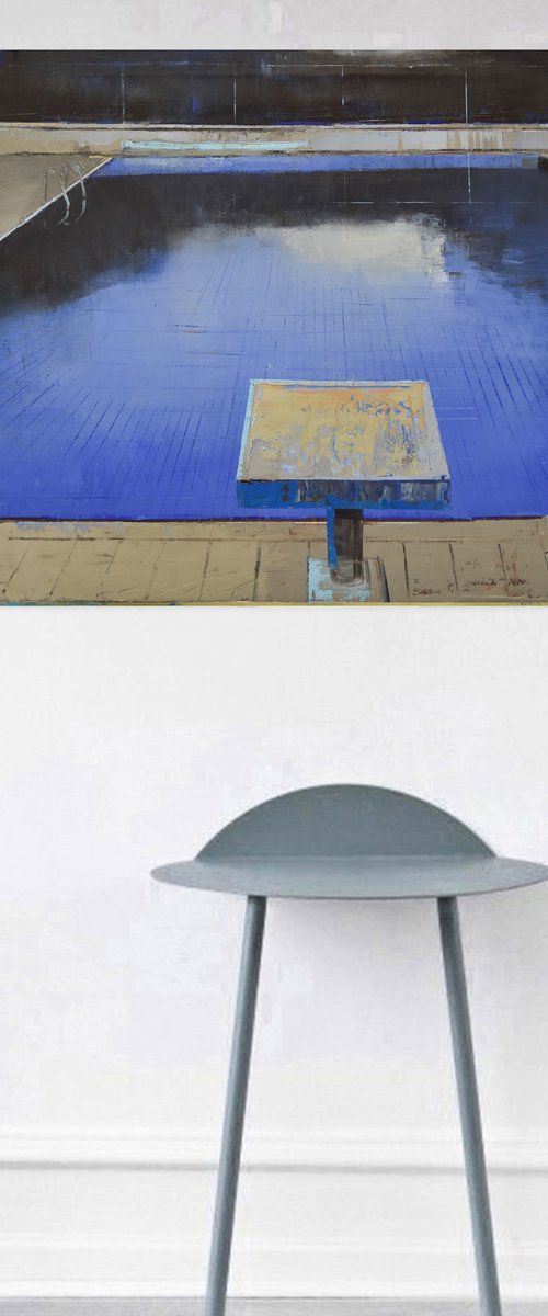 Oil painting, stretched "Pool 20" 100/70cm by Kariko ono