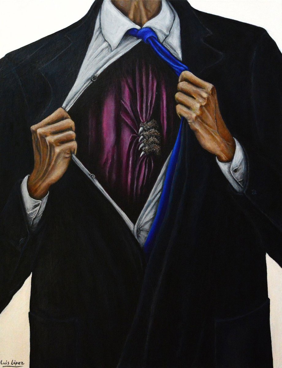Surrealistic Portrait Acrylic Painting By Luis Lopez, 24 X 31", Open Your Heart, Original Artwork