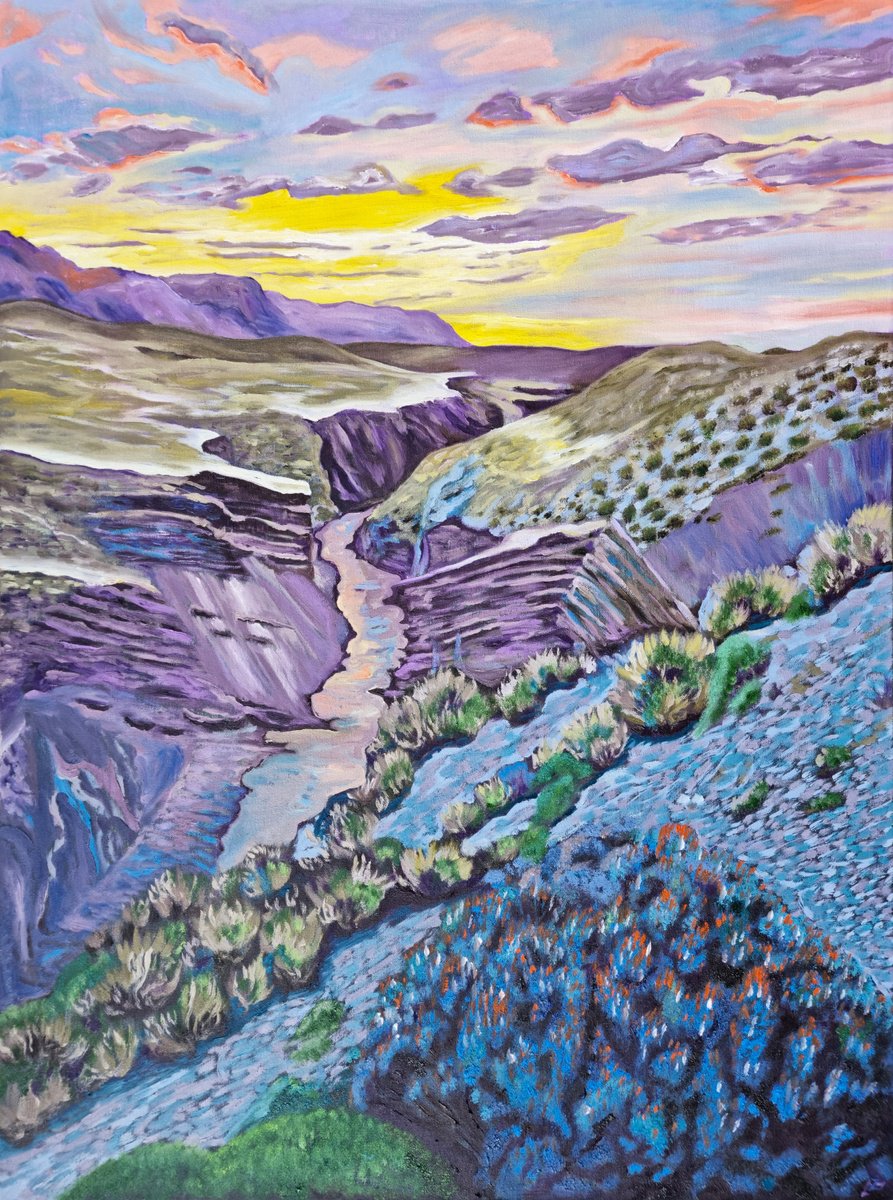 Impressionistic Landscape Oil Painting By Zulfiya Mukhamadeyeva, 24 X 31", Black Canyon, Original Artwork